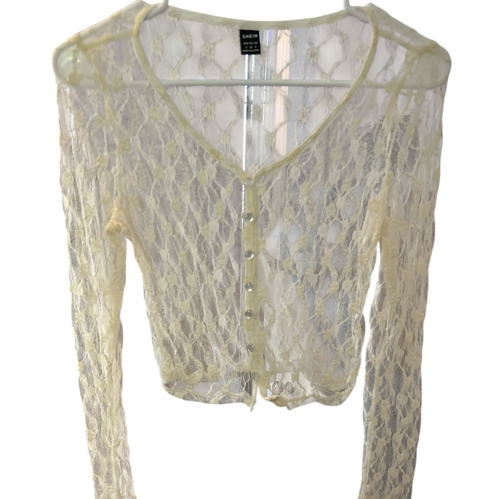 Sheer Lace Button-Up Top PTP 16.5 L 18